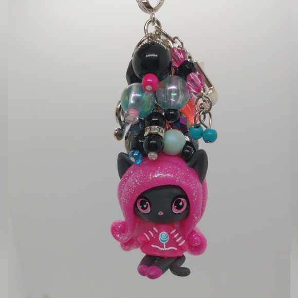Catty Noir Keychain Monster High Mini Figure Purse Charm Backpack Handmade - Picture 7 of 9